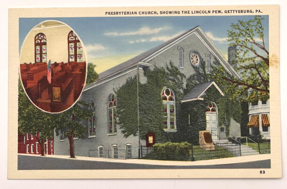 Presbyterian Church Lincoln Pew Gettysburg PA Linen Postcard