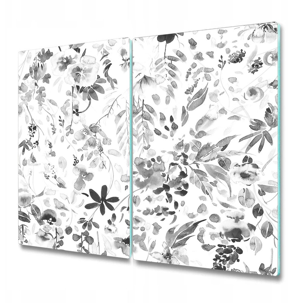 Serving Chopping Board Flowers hand painted Watercolour black and white 2x30x52