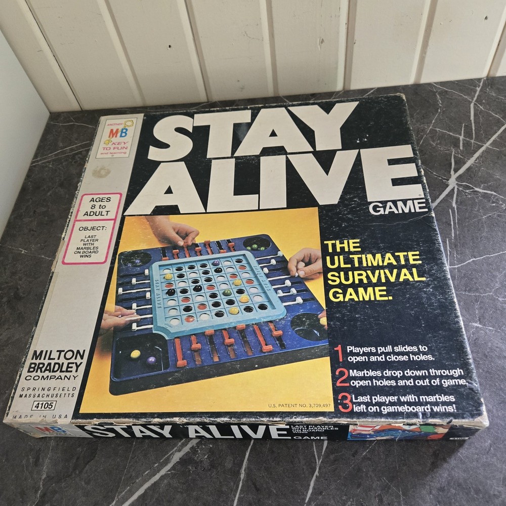 Vntg STAY ALIVE Board game 1971 Milton Bradley #4105 Complete All Marbles