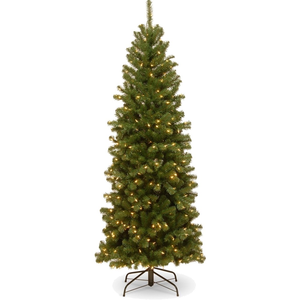 6 ft Pre-Lit Artificial Christmas Tree Green Slim Pine with 636 Tips Lights