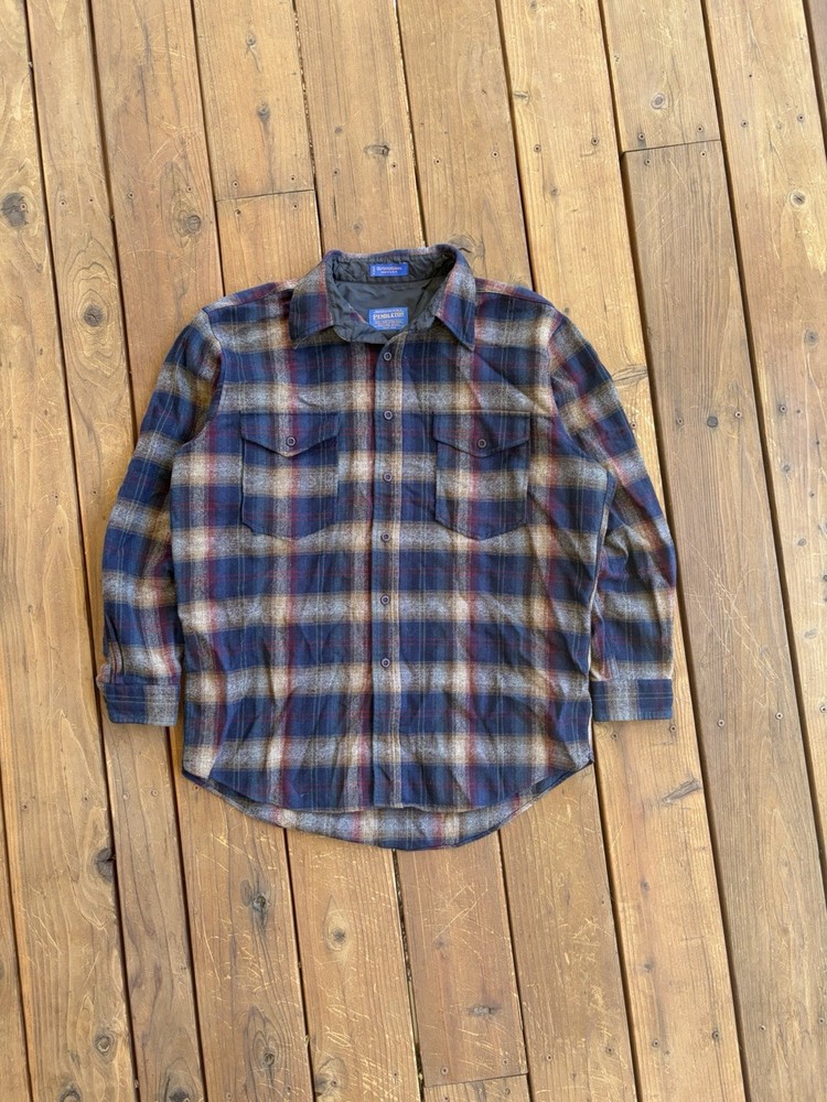 Pendleton Outdoorsman Wool Board Shirt Plaid USA Virgin Wool Large