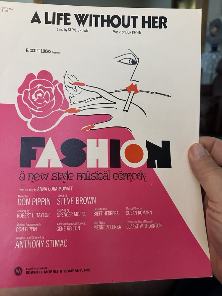 M 1974 Stage Play Sheet Music FASHION ‘A Life Without Her’