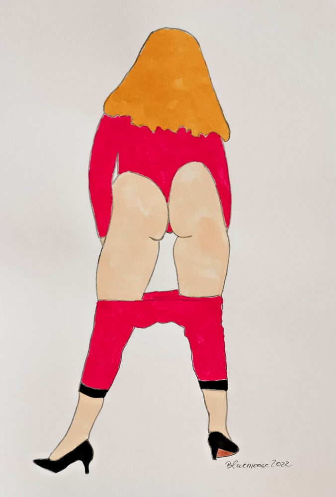 Unique nude erotic painting woman watercolor on paper 21x30cm original