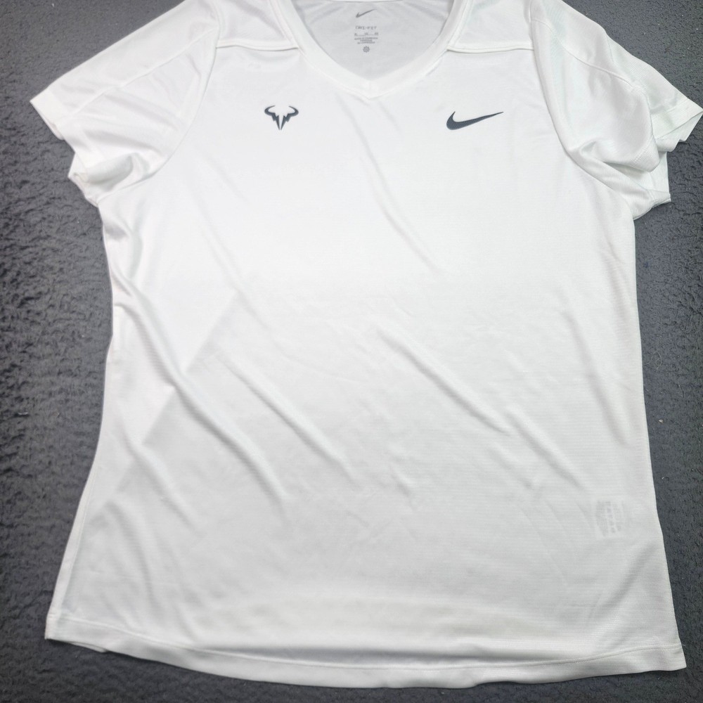 Nike Court Rafael Nadal Rafa Dri-FIT Tennis Shirt Mens XL White V-Neck Tee