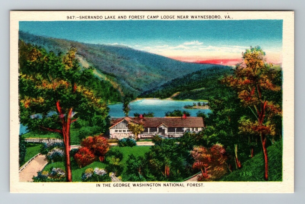Waynesboro VA-Virginia, Sherando Lake, Forest Camp Lodge Vintage Postcard