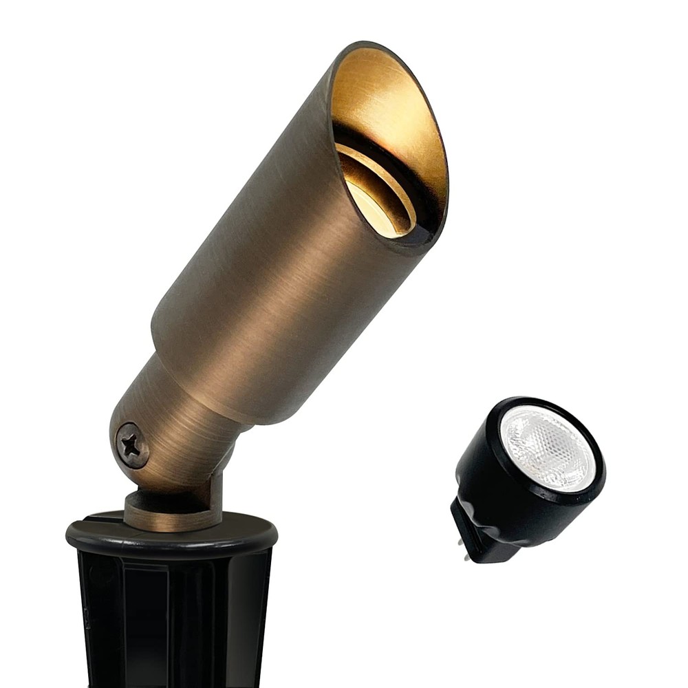 Compact 12V Brass Landscape Spotlight for Outdoor Directional Lighting