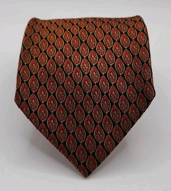 EUC Christian Dior Men's Red Foulard Geometric Tie 100% Silk France 54
