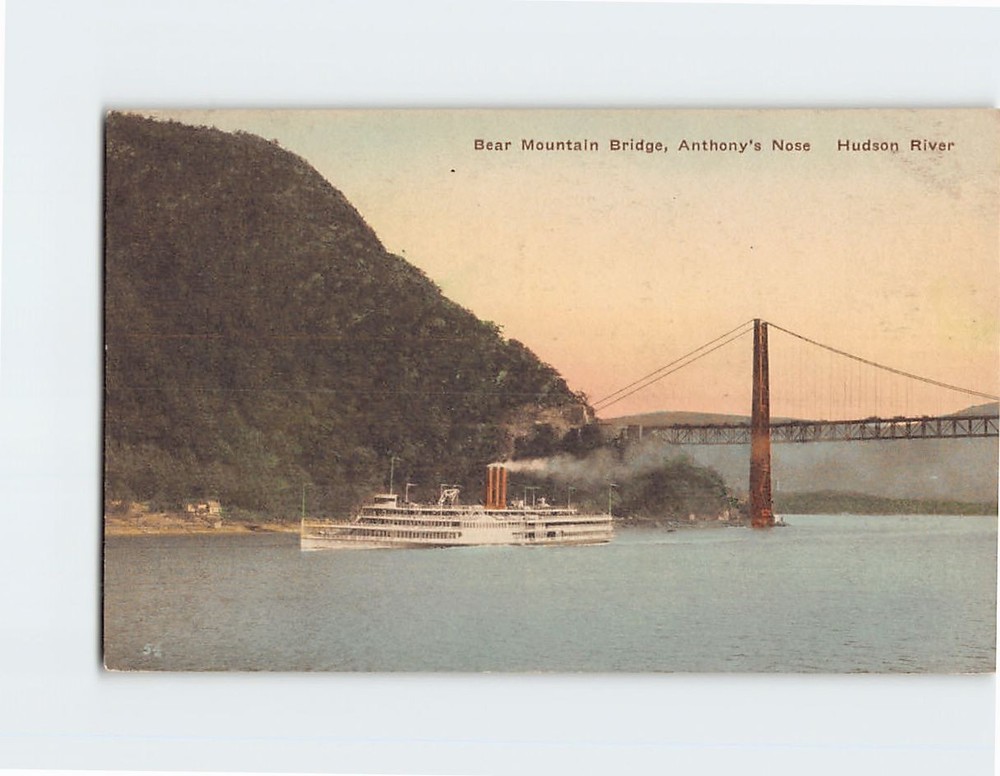 Postcard Bear Mountain Bridge Anthony's Nose Hudson River New York USA America