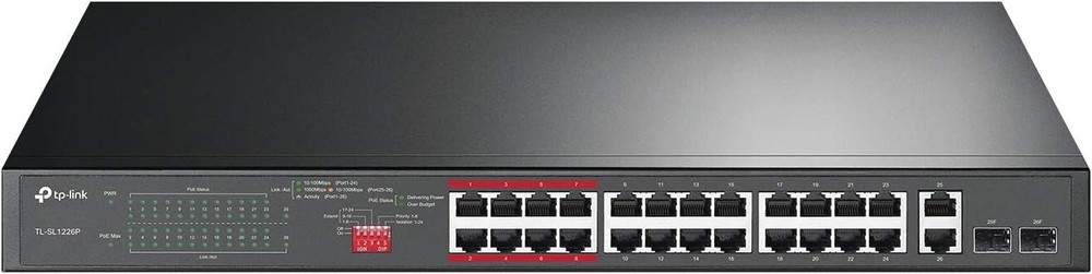 Advanced PoE Switch: 24 x 30W Ports, 2 Gigabit Uplinks, Ideal for Surveillance