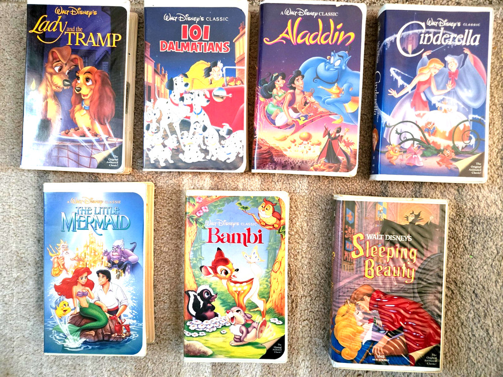 Lot of 7 Walt Disney Vintage VHS Tapes Clamshell Black Diamond- Tested