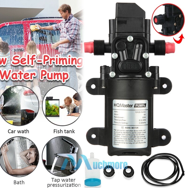 12V 130PSI Water Pump Pressure Diaphragm Self Priming Pump for RV Boat Caravan