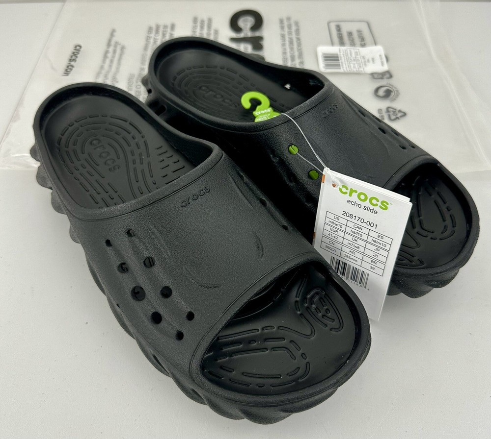Women's US Size 10/Men's Size 8 Crocs Echo Slide Sandal Black New 208170-001