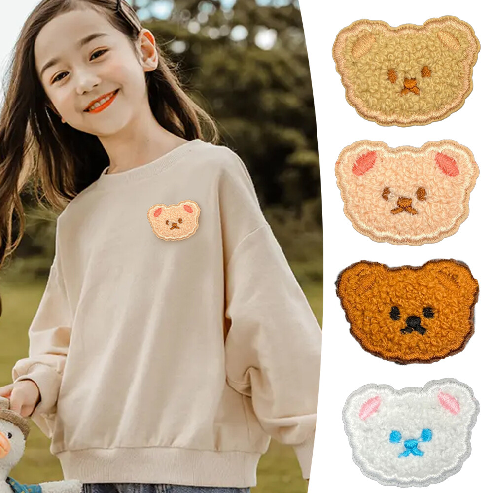 Fabric Patch Clothing Patch Self Adhesive Embroidery Sticker Bear Head Patch