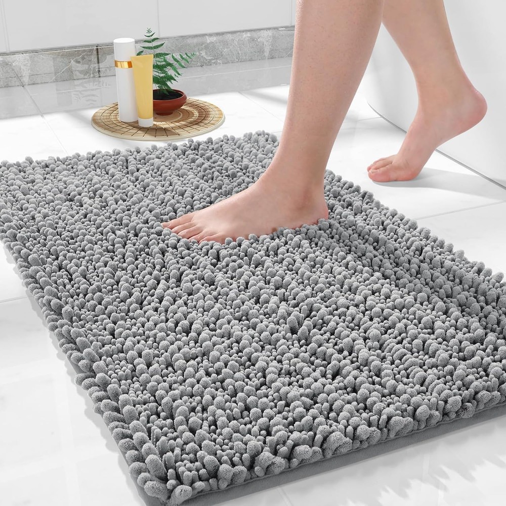 Yimobra Soft Non-Slip Bath Rug 24x17 Inches Grey