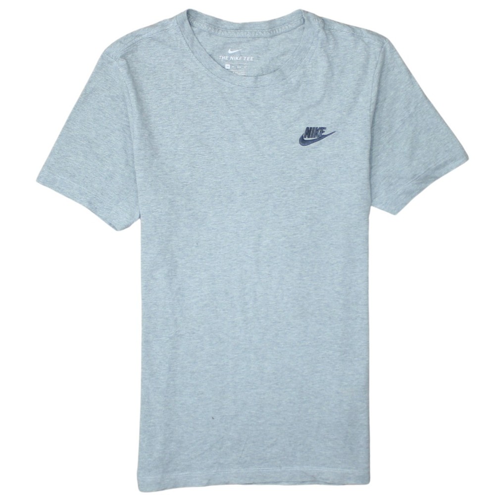 Nike Mens T Shirt Grey Dri Fit Cotton Small Swoosh Logo Athletic Gym XS