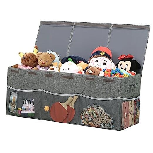 Extra Large Kids Toy Storage Chest with Mesh Pockets - Organize Toys Easily