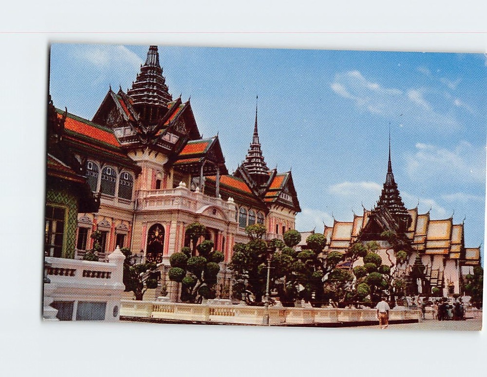 Postcard The Royal Grand Palace Chakri and Dusit Halls Bangkok Thailand