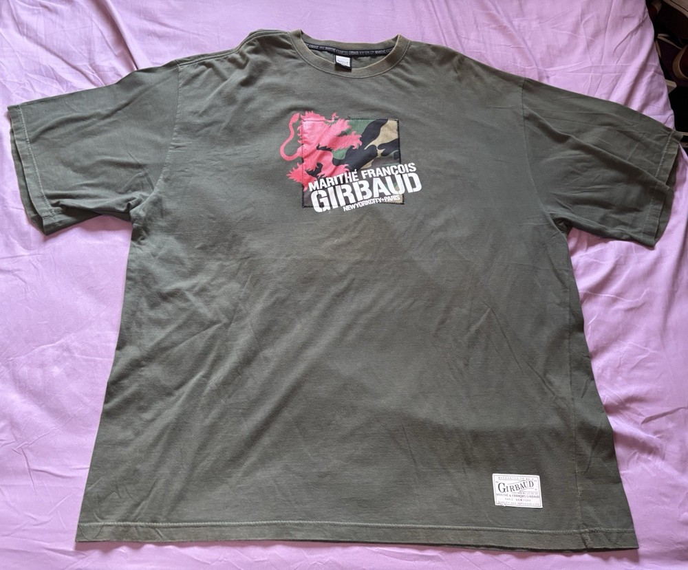 Marithe Francois Girbaud Shirt Mens 3XL Green Vintage Y2K Hip Hop Camo Logo