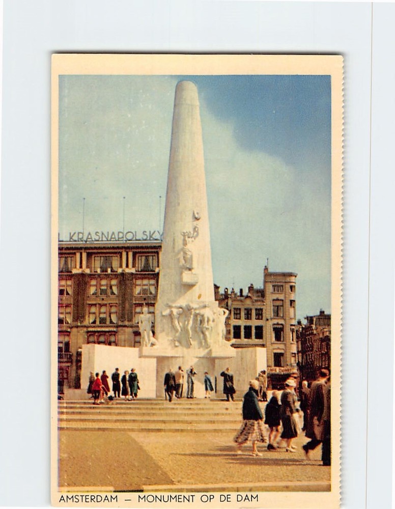 Postcard National Monument on Dam Square Amsterdam Netherlands