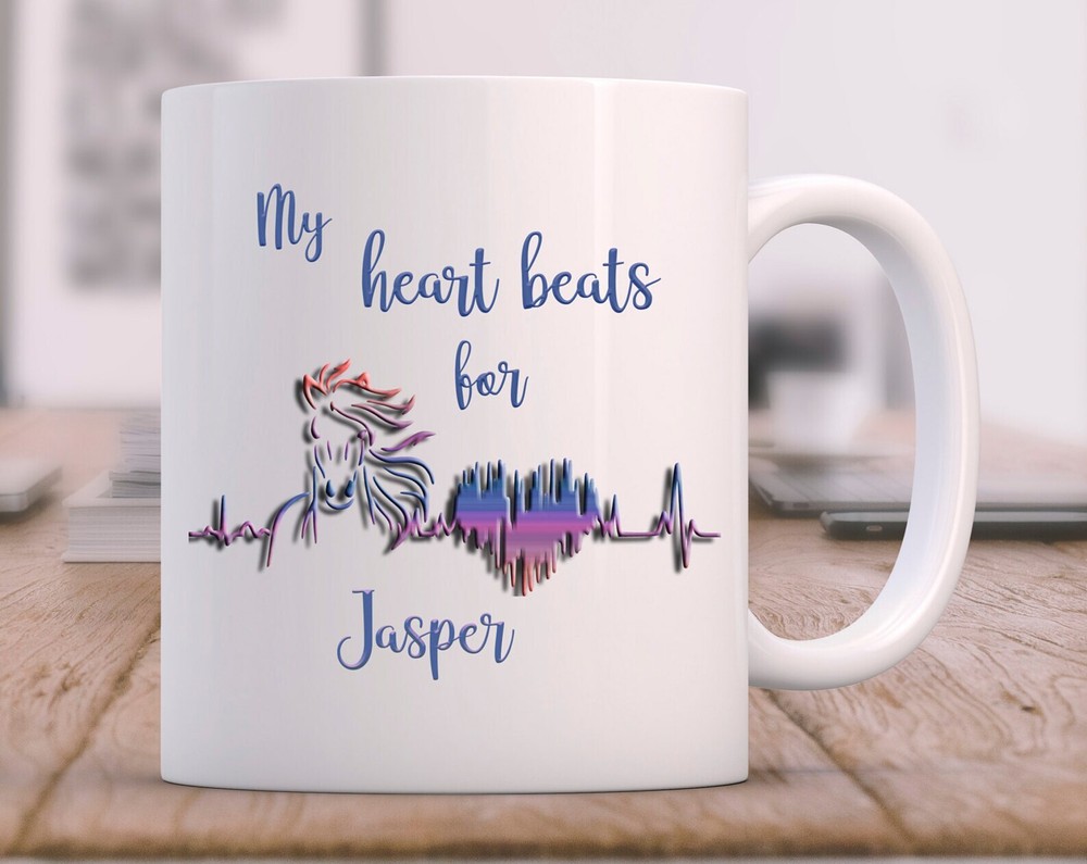 Horse Heartbeat Personalized Mug Horse Lover Mug Customizable Equestrian Mug