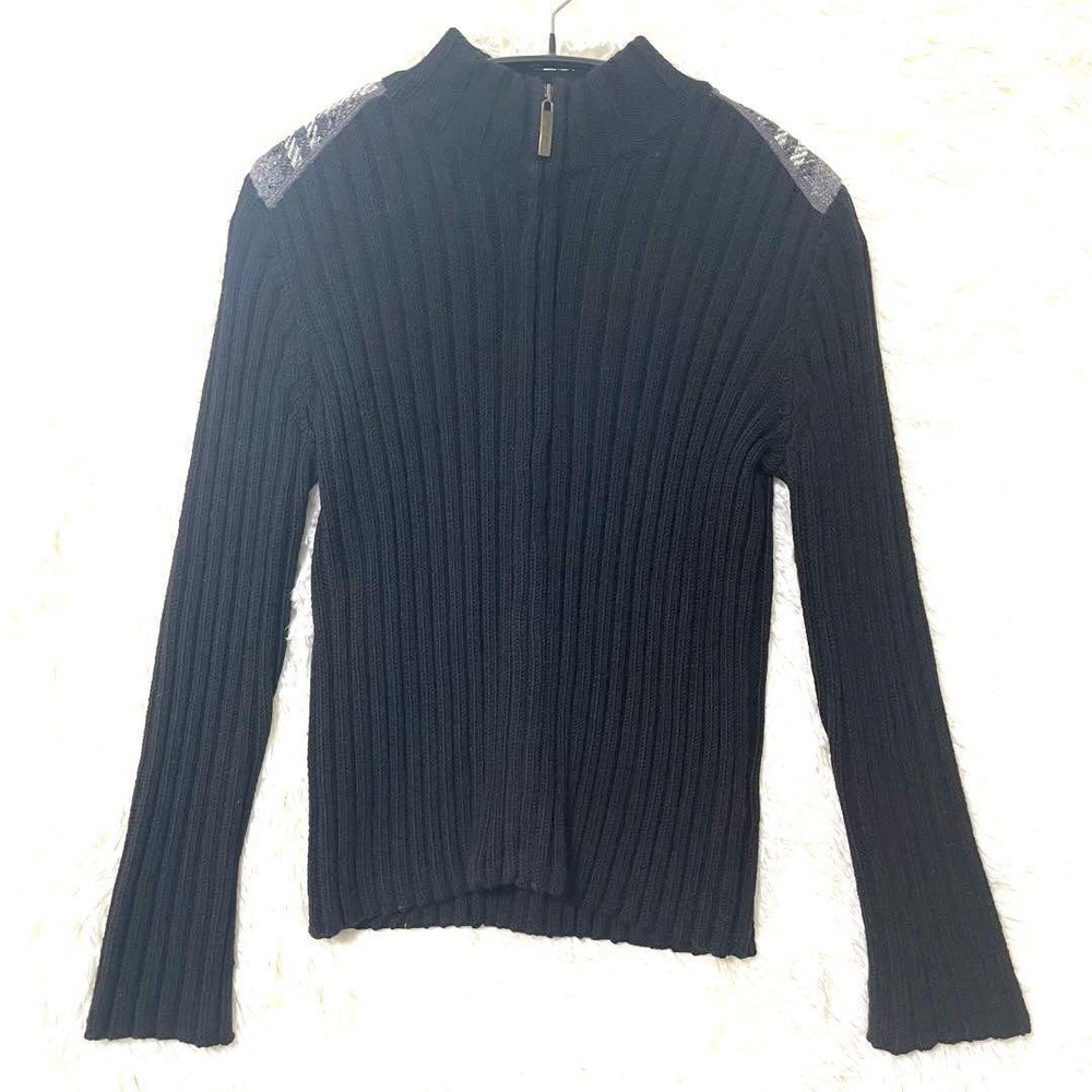 Burberry London Nova Check Black Knit Full Zip Top, Size S, Used