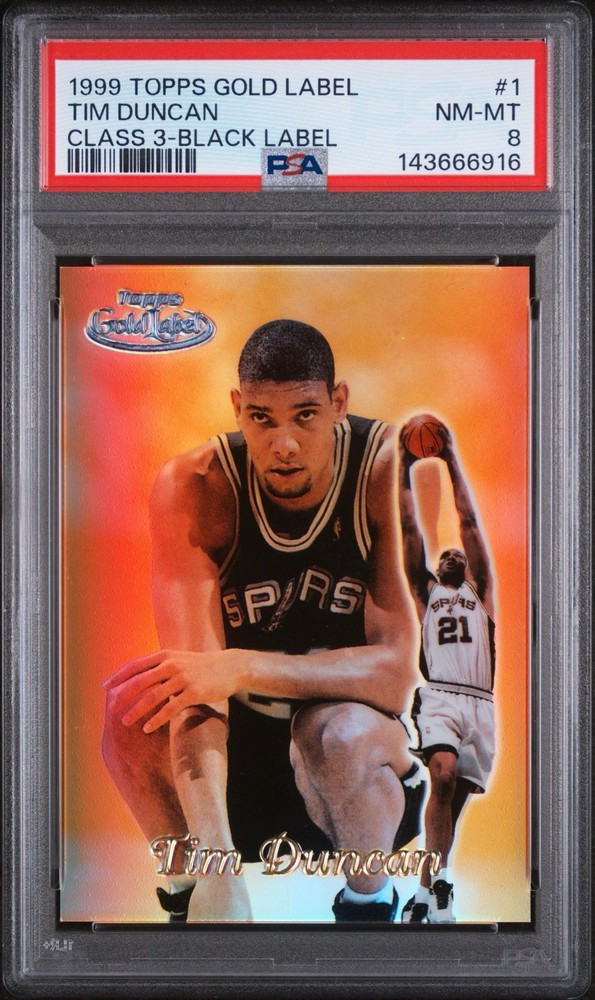 1999 Topps Gold Label Tim Duncan #1 Class 3 Black Label Psa 8