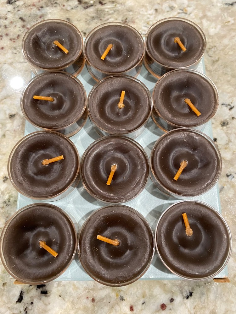 Partylite Teakwood & Cardamom Tealight Candles New Box Of 12 Dark Brown Color