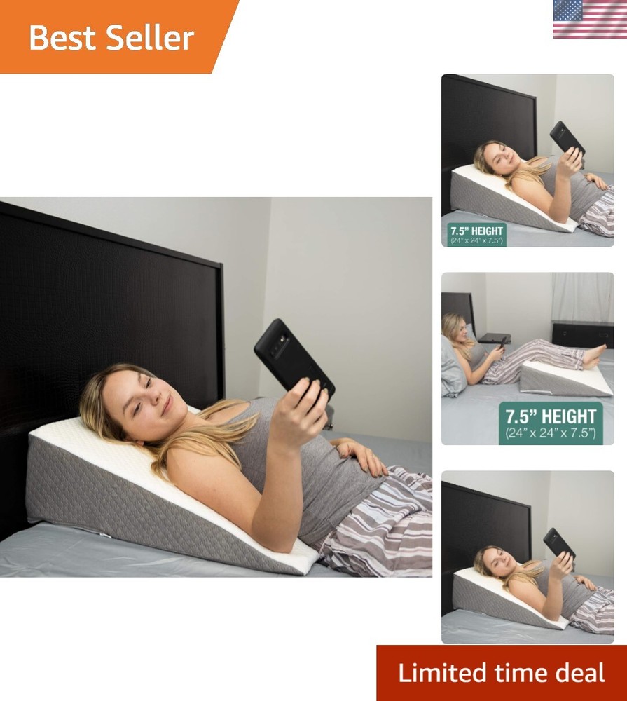 Kölbs Memory Foam Bed Wedge Pillow with Chic Jacquard Cover for Comfort & Support