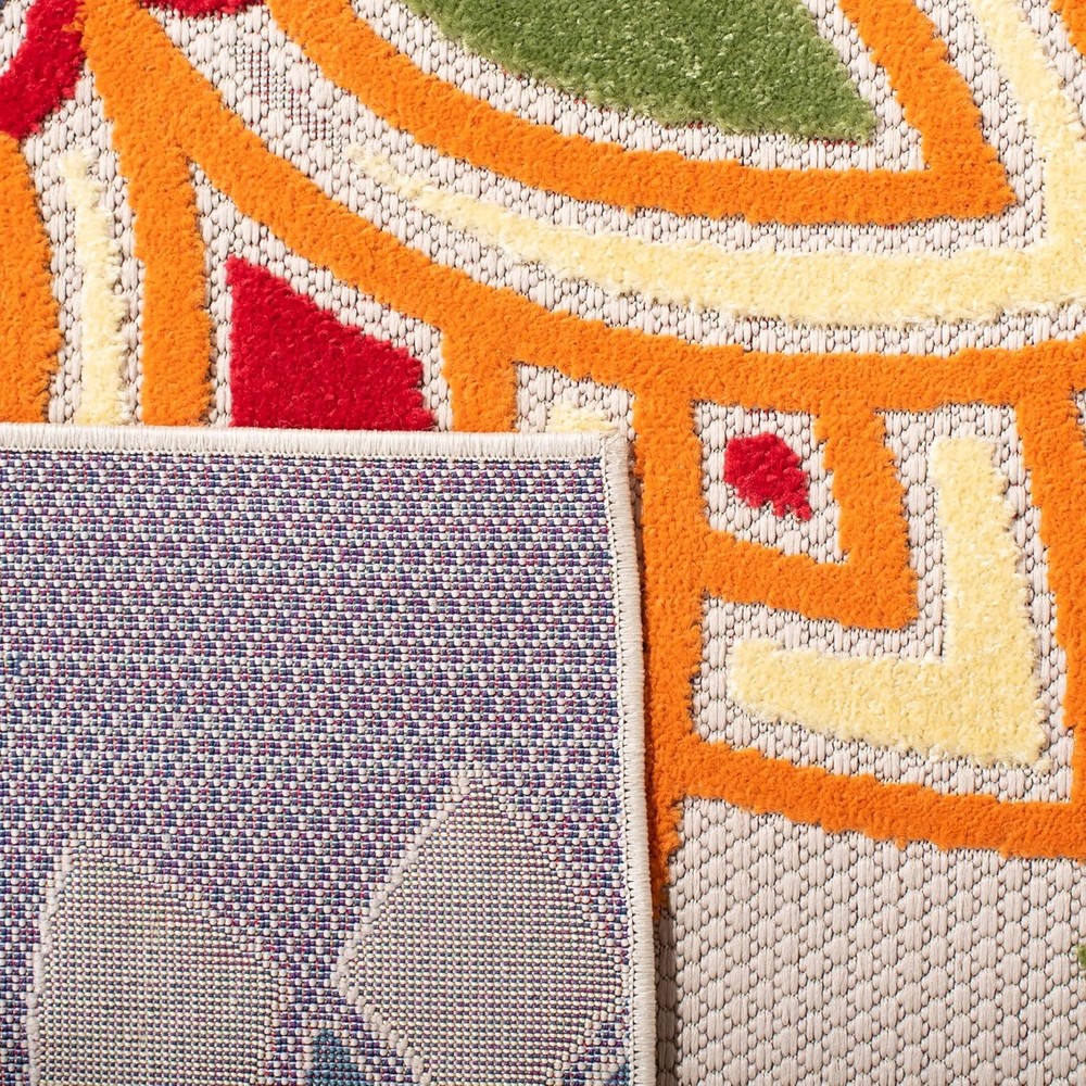 Washable Rug Outdoor Cabana Collection - 3' X 5', Ivory & Orange, Non-Shedding &