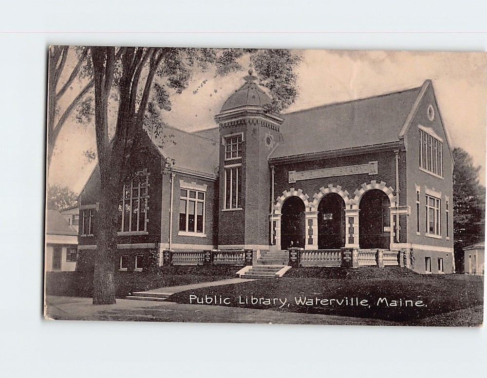 Postcard Public Library Waterville Maine USA