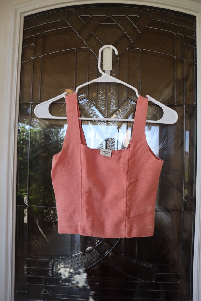 Abercrombie & Fitch Women’s Pink XS Cropped Tank Square Neck Wide Straps