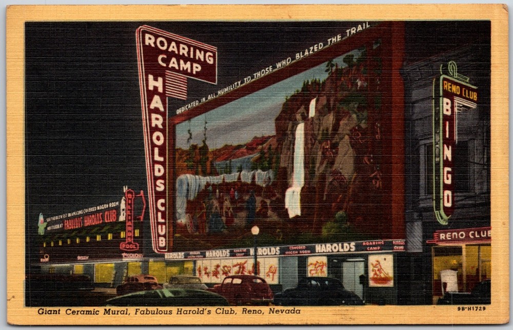 Giant Ceramic Mural, Harold's Club, Reno, Nevada - Postcard