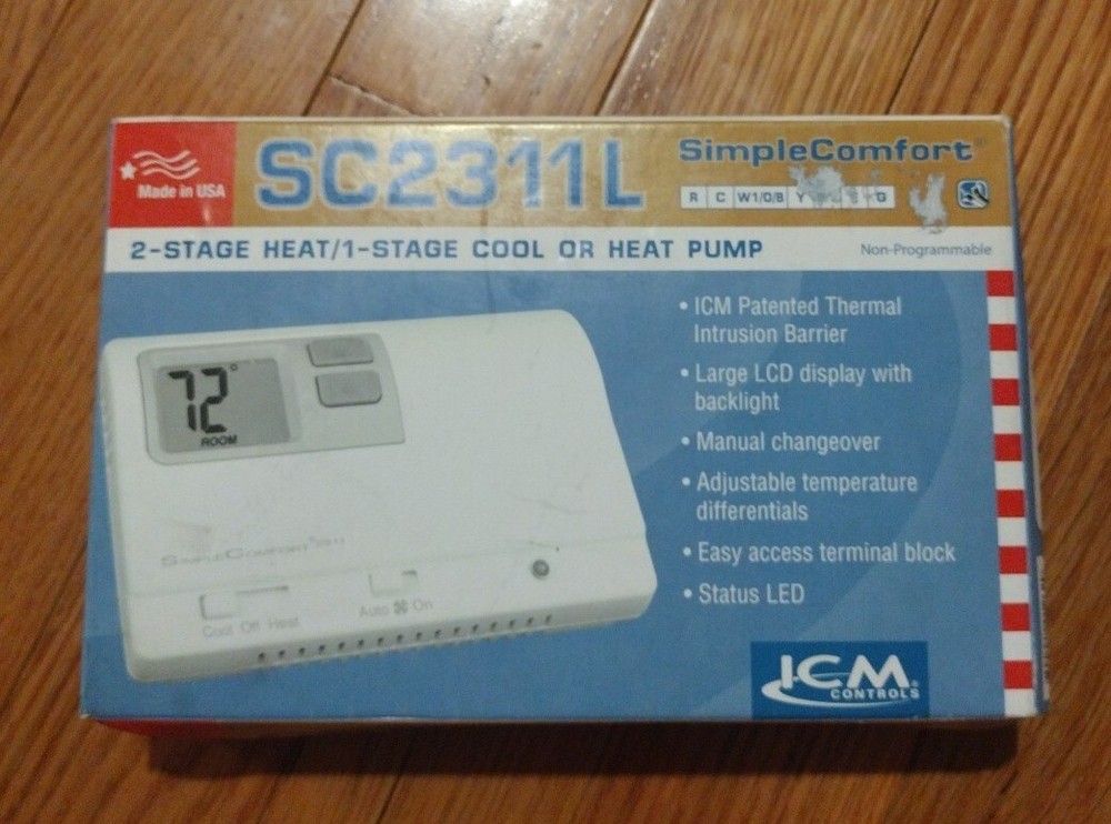 ICM SC2311L 2-Stage Thermostat for Heat Pumps Cool & Heat Simple Comfort