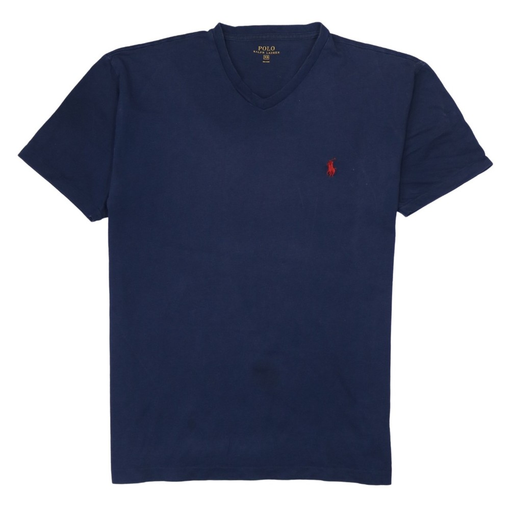 Polo Ralph Lauren Mens T Shirt Navy Blue V Neck Cotton Embroidered Logo Tee XS