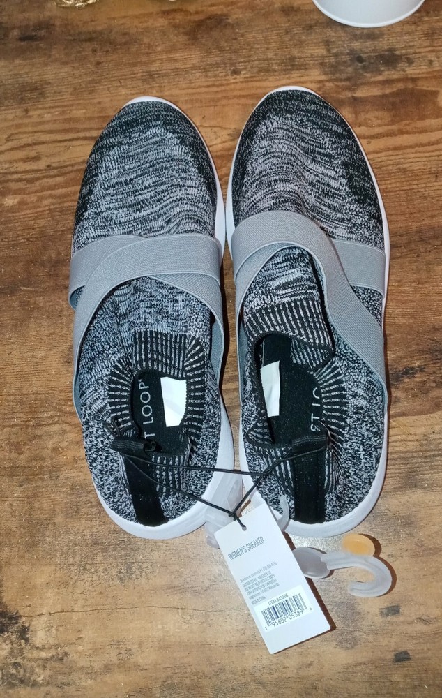 West Loop Tennis Shoes Streatchy No Tie Gray Sneakers S z Large 9/10