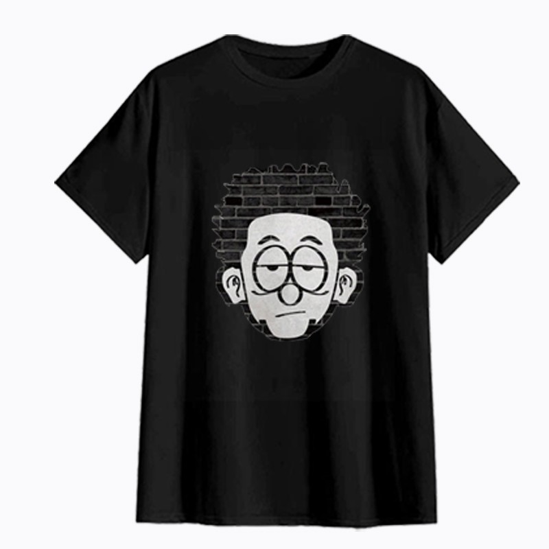 Fashion men's white round neck short sleeved cartoon printed round neck T-shirt♡