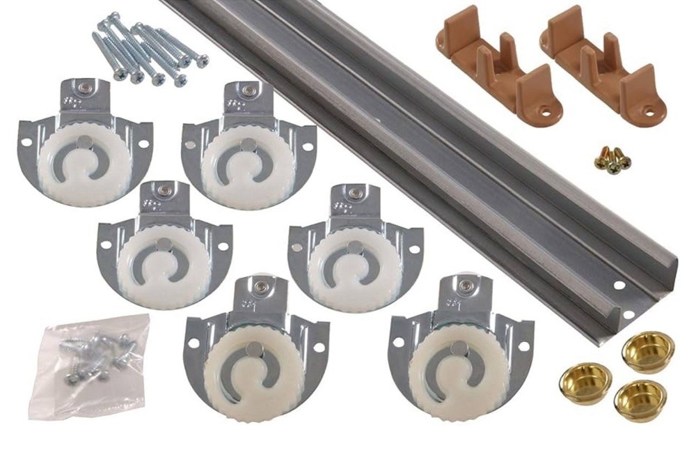 Hardware Essentials Sliding Door Hardware Kit for 96” Opening - Galvanized Steel