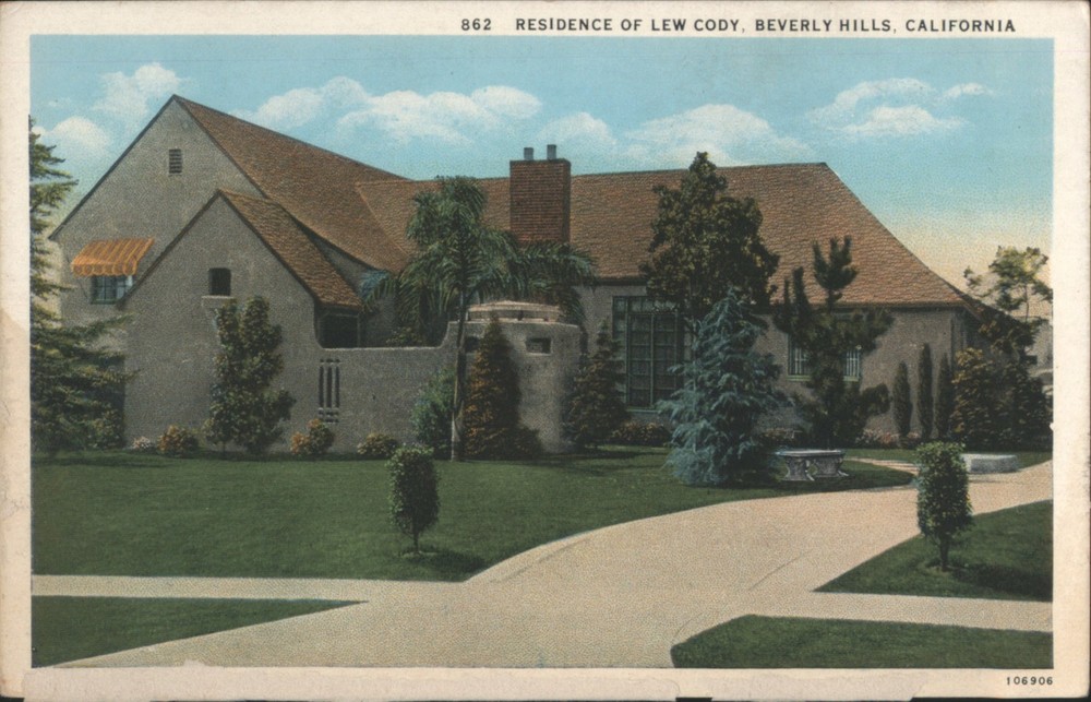 Beverly Hills, California CA Residence of Lew Cody Original Vintage Postcard