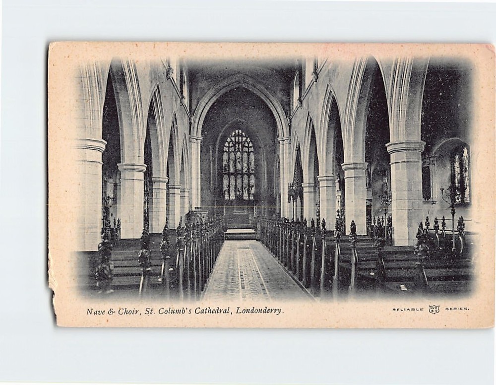 Postcard Nave & Choir, St. Columb's Cathedral, Londonderry, Northern Ireland