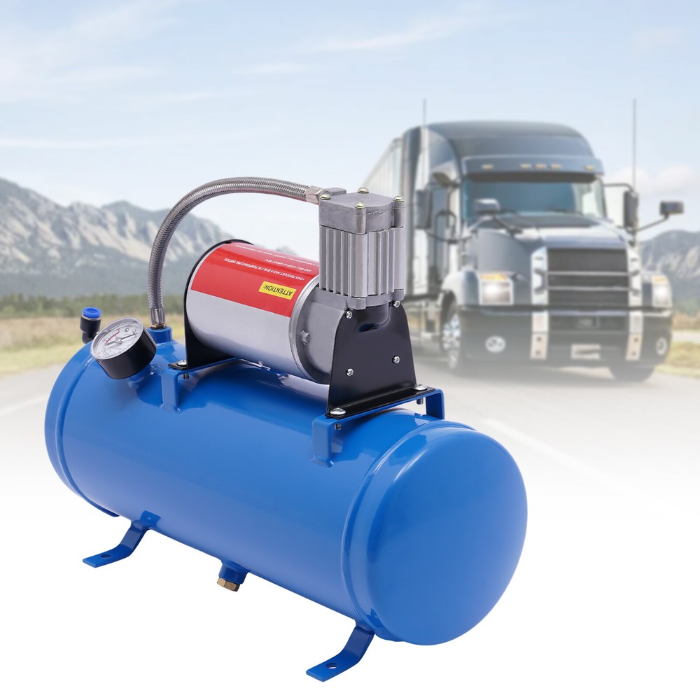 AIR COMPRESSOR WITH 6 LITER TANK FOR TRAIN HORNS MOTORHOME TIRES DC 12V 100psi