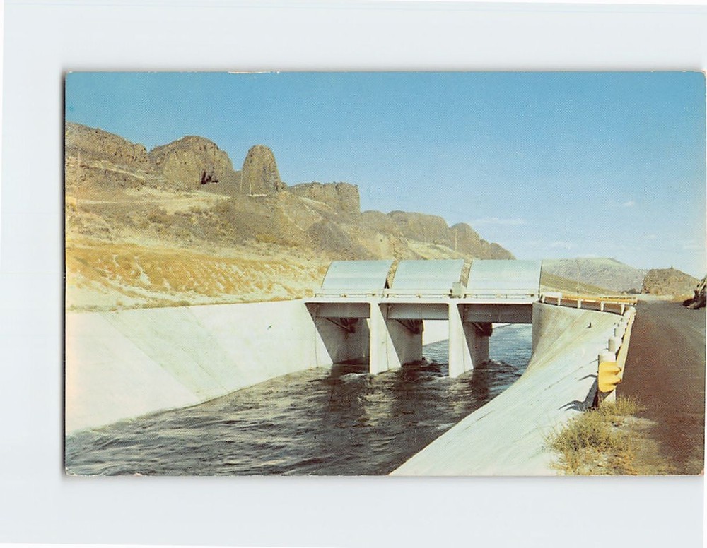 Postcard Worlds Largest Irrigation Canal Grand Coulee Dam Washington USA