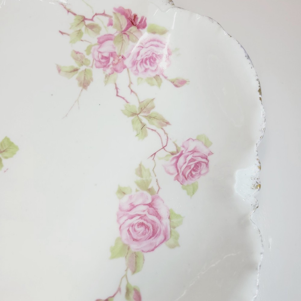 Bavaria Rosenthal Monbijou Antique Scalloped Hand Painted Porcelain Roses Plate