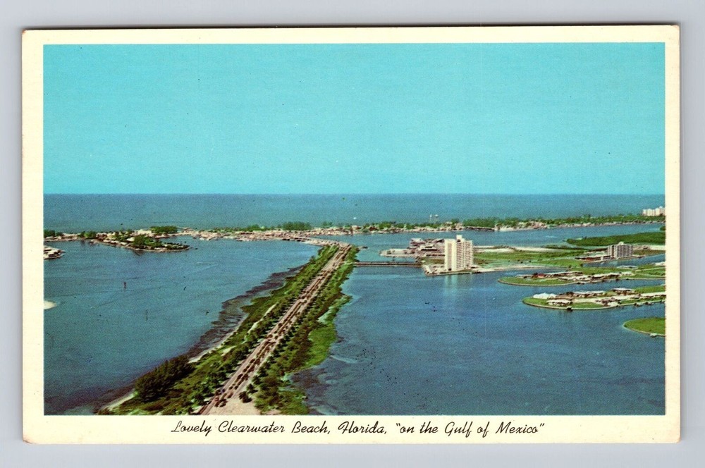 Clearwater Beach FL- Florida, Aerial Of Town Area, Antique, Vintage Postcard