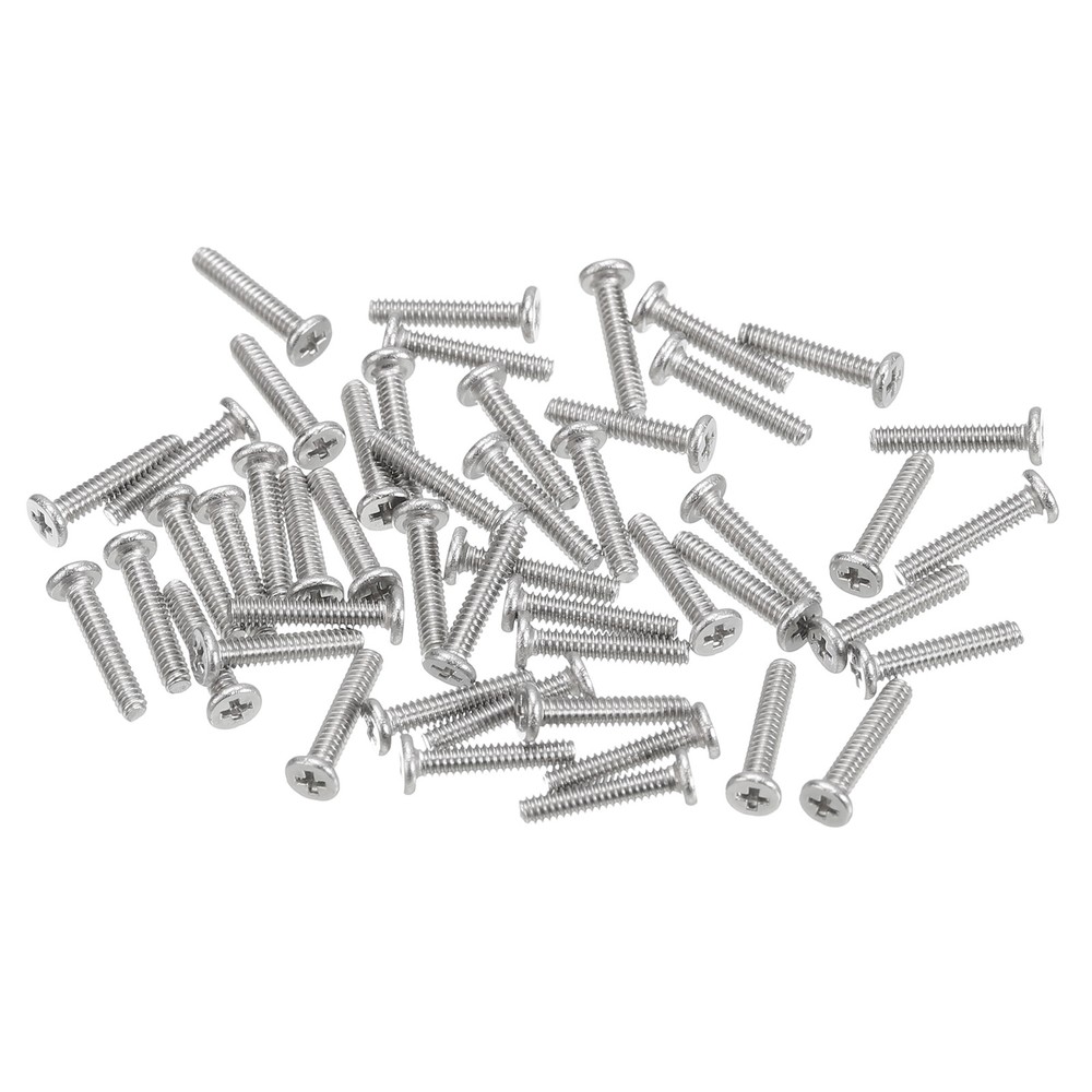 M1.6-0.35 x 8mm 100Pcs Metal Flat Round Head Screws Phillips Drive Machine Bolt