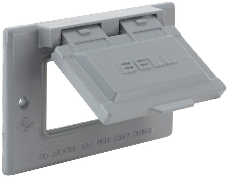 BELL Weatherproof Electrical Box Cover Single Gang Device Horizontal Gray