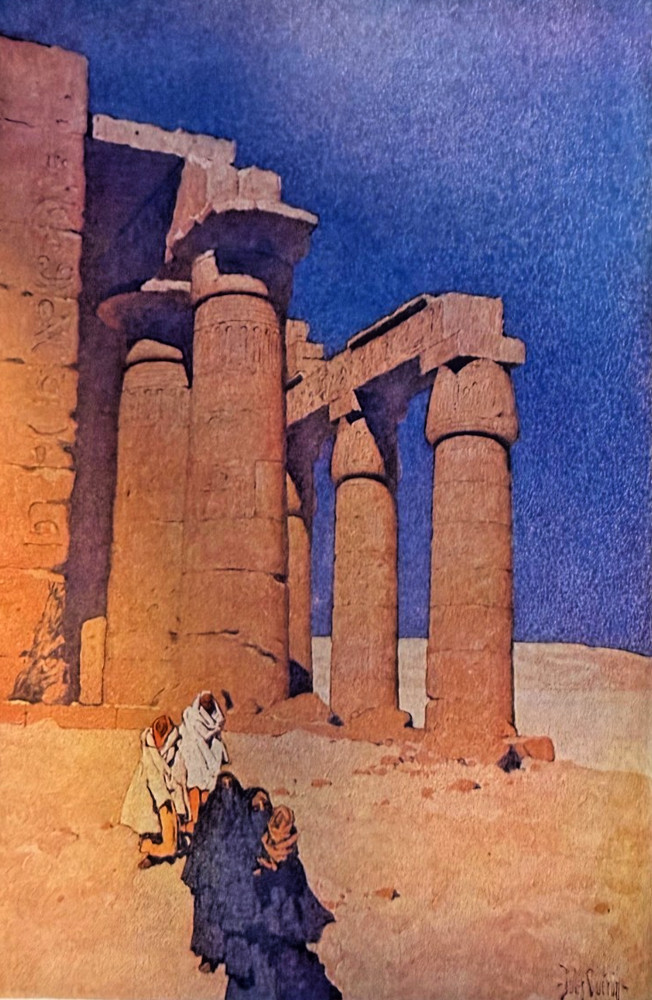 1908 Vintage Magazine Illustration Ramesseum at Thebes by Jules Guerin