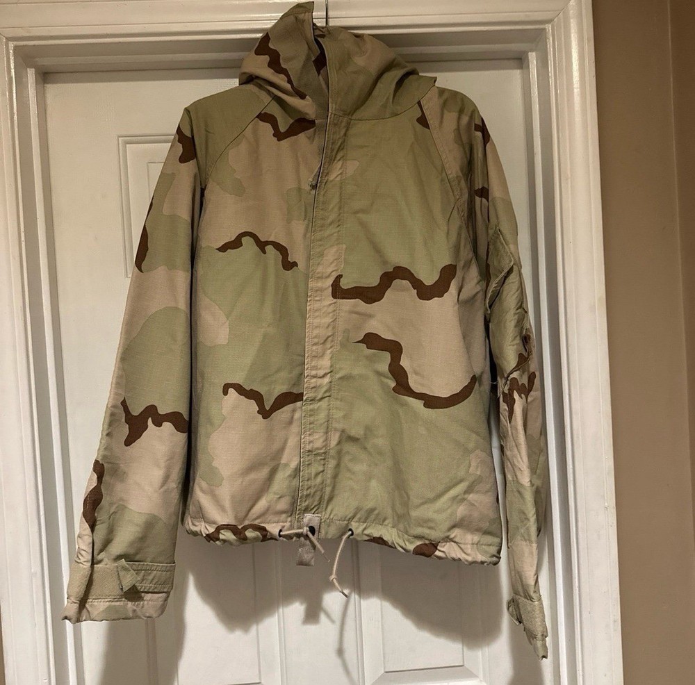 US Army Jacket Men's MEDIUM LONG Desert Camo Chemical Protective NFR Ripstop