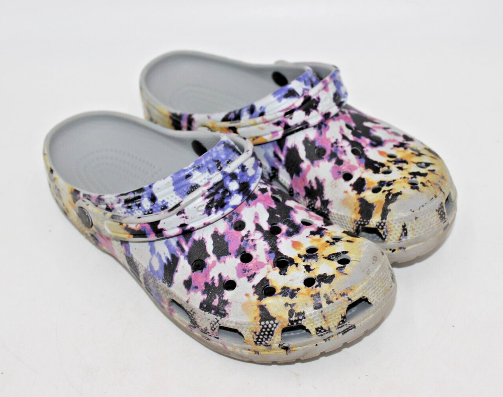 CROCS Classic Abstract Graphic Clog Men 10 Women 12 Black & Multicolor Colorful-image