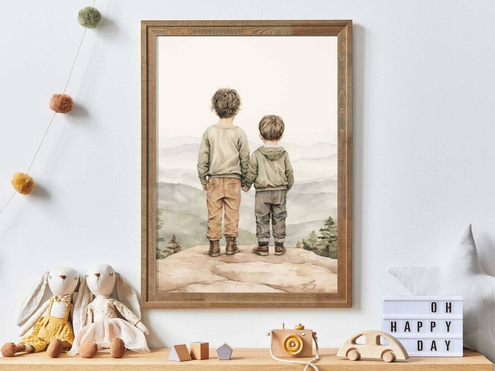 Brothers Bedroom Decor Brothers Room Print Two Brothers Painting Adventure