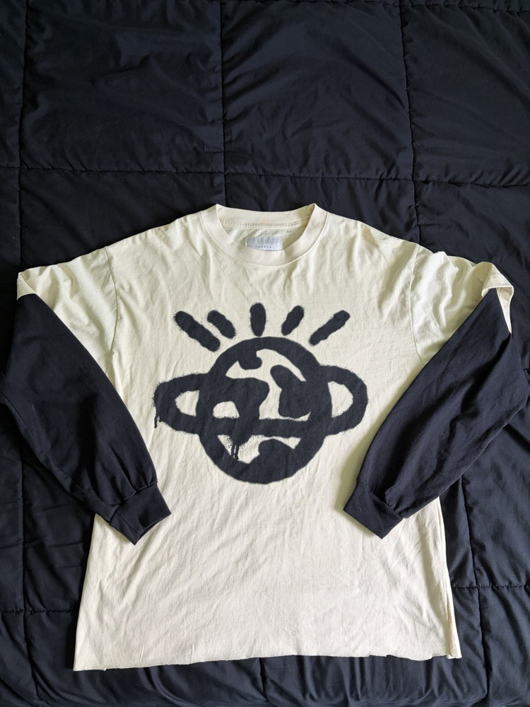 PacSun White/Black Long Sleeve Graphic Print Crew Neck Men’s T-Shirt Size L
